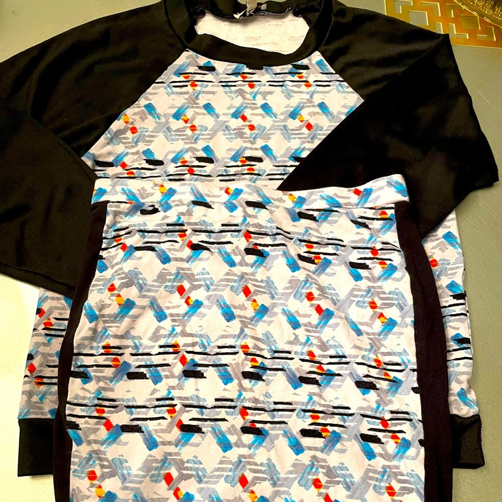 Blue and black skirt set